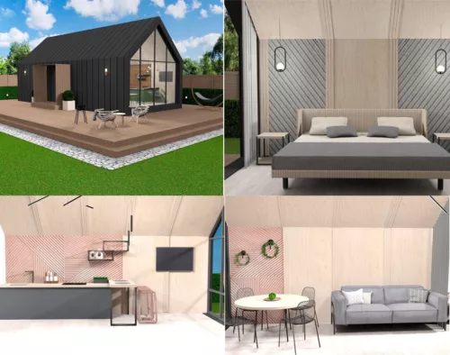 495 sq.ft SOLID PLYWOOD HOUSE KIT #PW-49 WOOD PREFAB DIY KIT BUILDING CABIN HOME - Picture 5 of 17