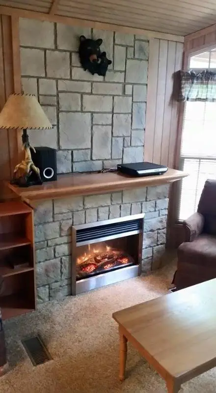 Electric fireplace with heat option and several mood settings