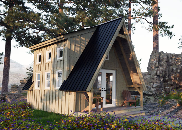 Wake up to the sunrise in the A-Frame Cabin with Dormers! Two levels of windows allow you to capture ample natural light.