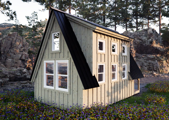 With windows on all sides, the A-Frame with dormers has ample windows for an illuminated interior.