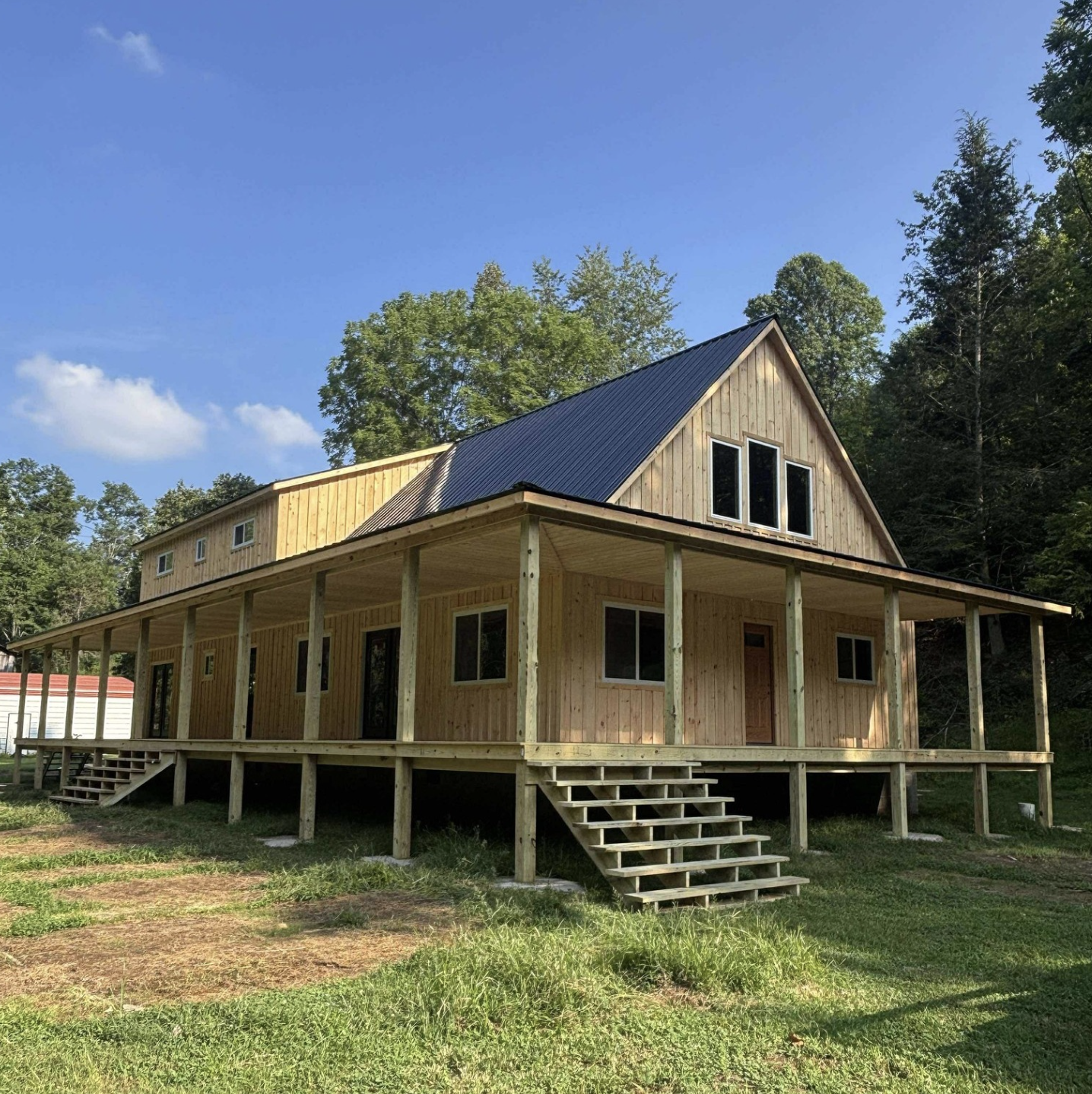 30×62 Amish Gable Cabin with 2-Sided Wraparound Porches at $106,995