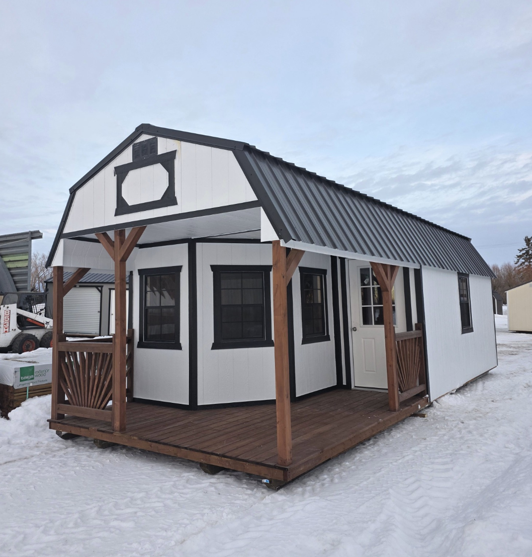 White Barn-Style Cabin with Lofted Design for $14,940
