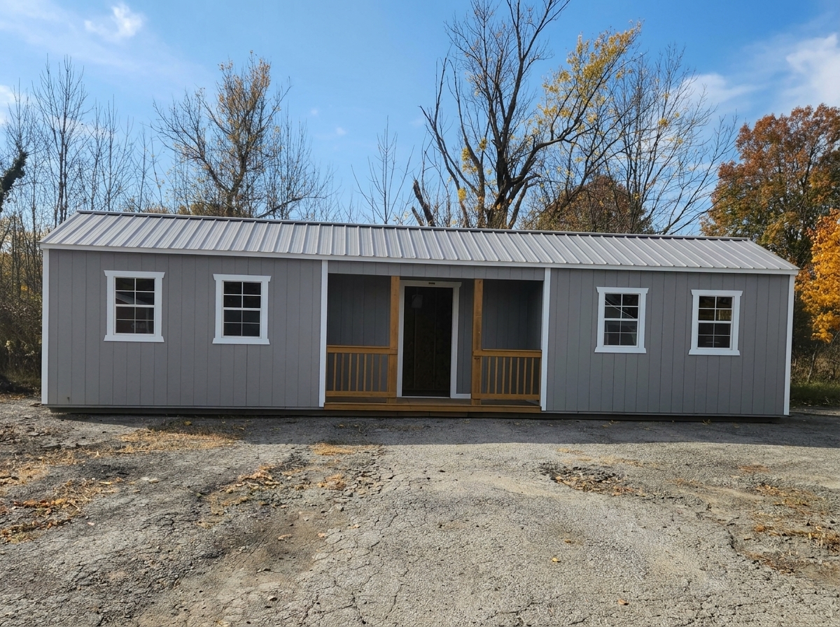 12×40 Cabin with Center Porch at a Reasonable Price