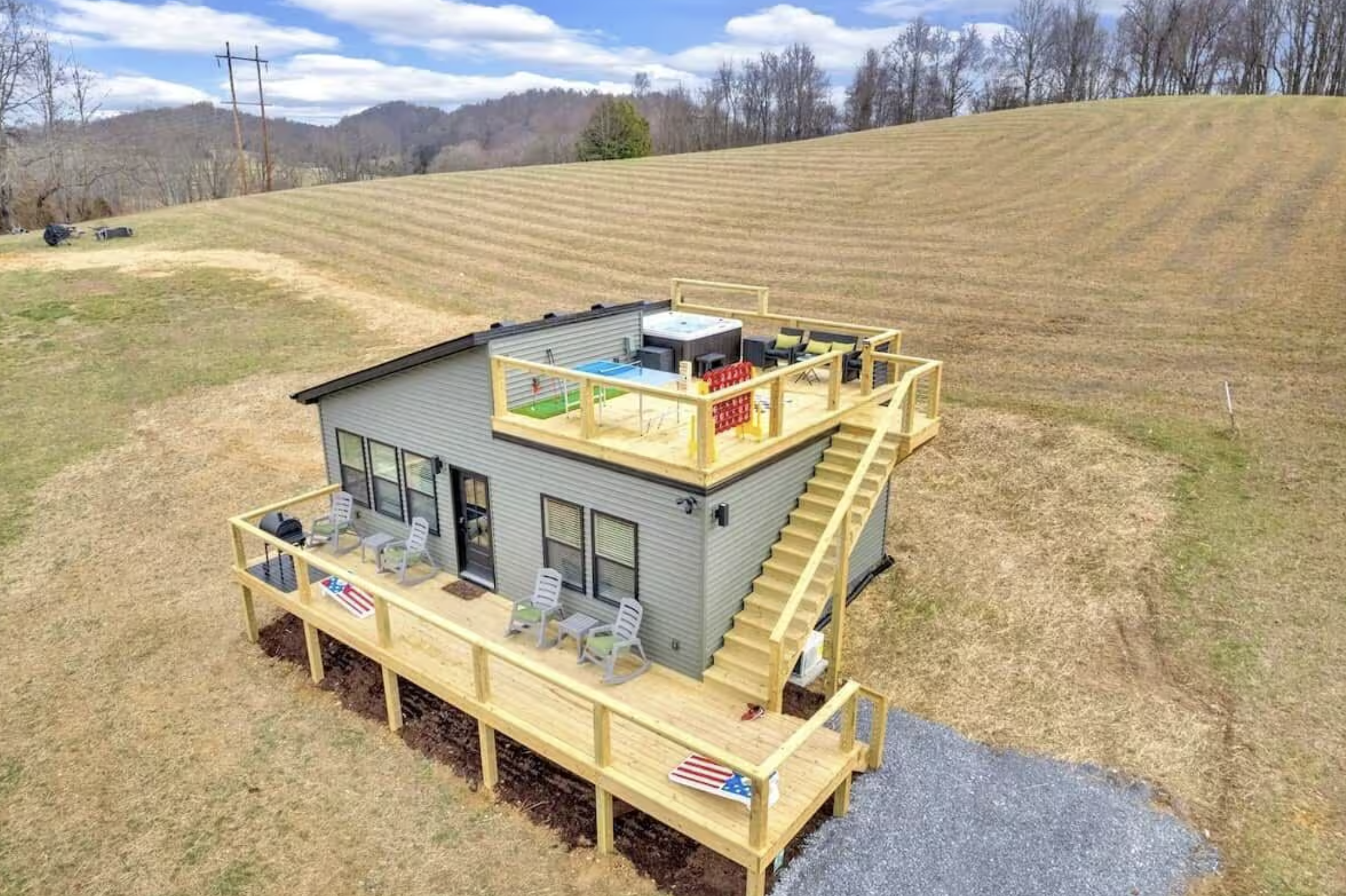Unique Cabin with Rooftop Deck & Hot Tub