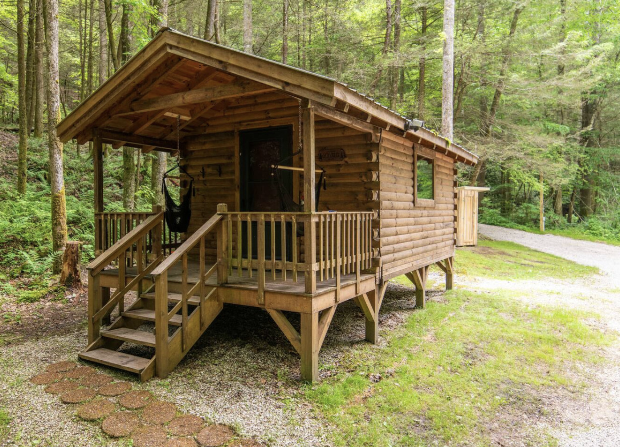 One-Room Cozy Creek Cabin with a Beautiful Interior