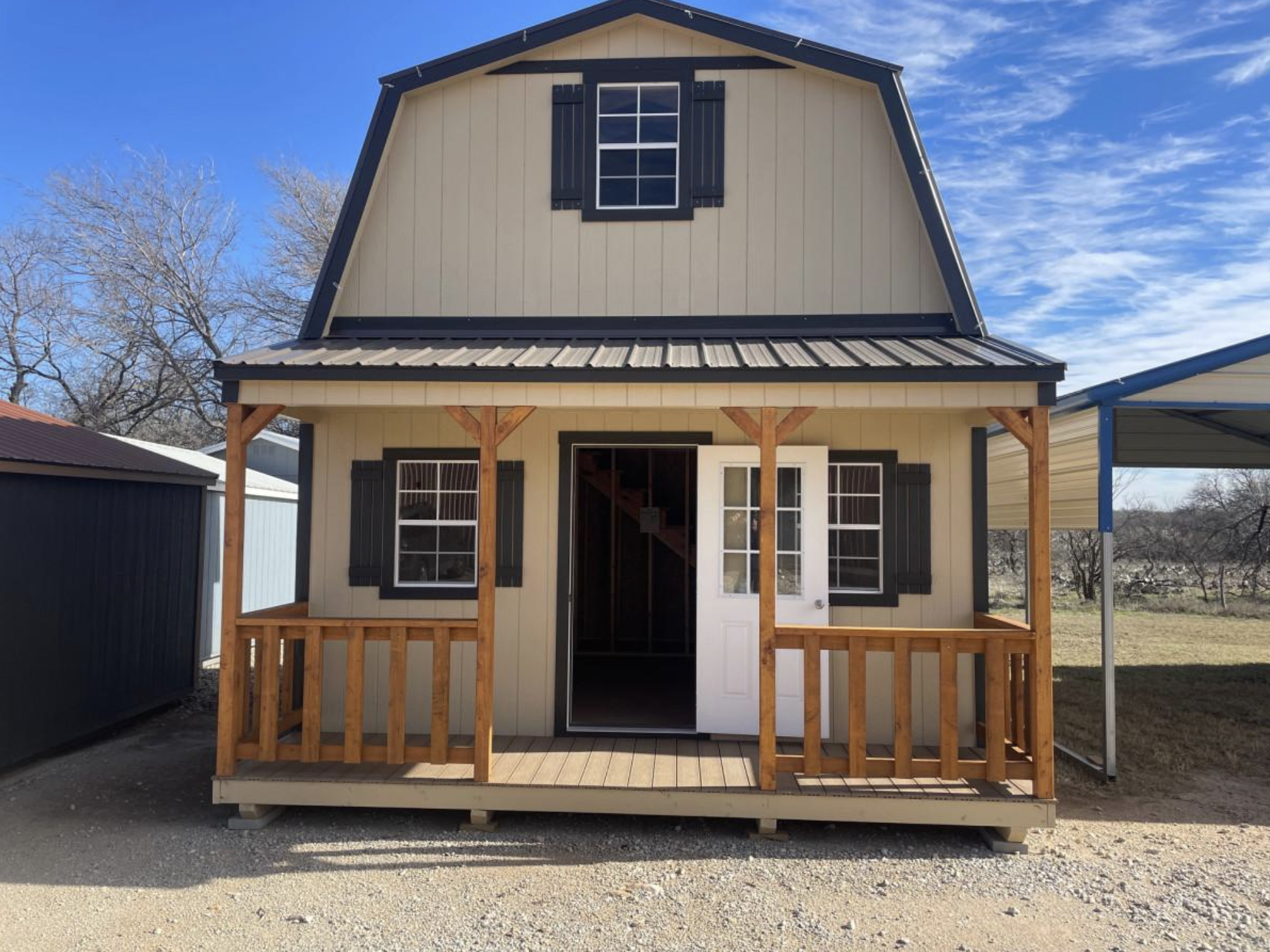 16×20 2-Story Gambrel Cabin Available for Under $20,000
