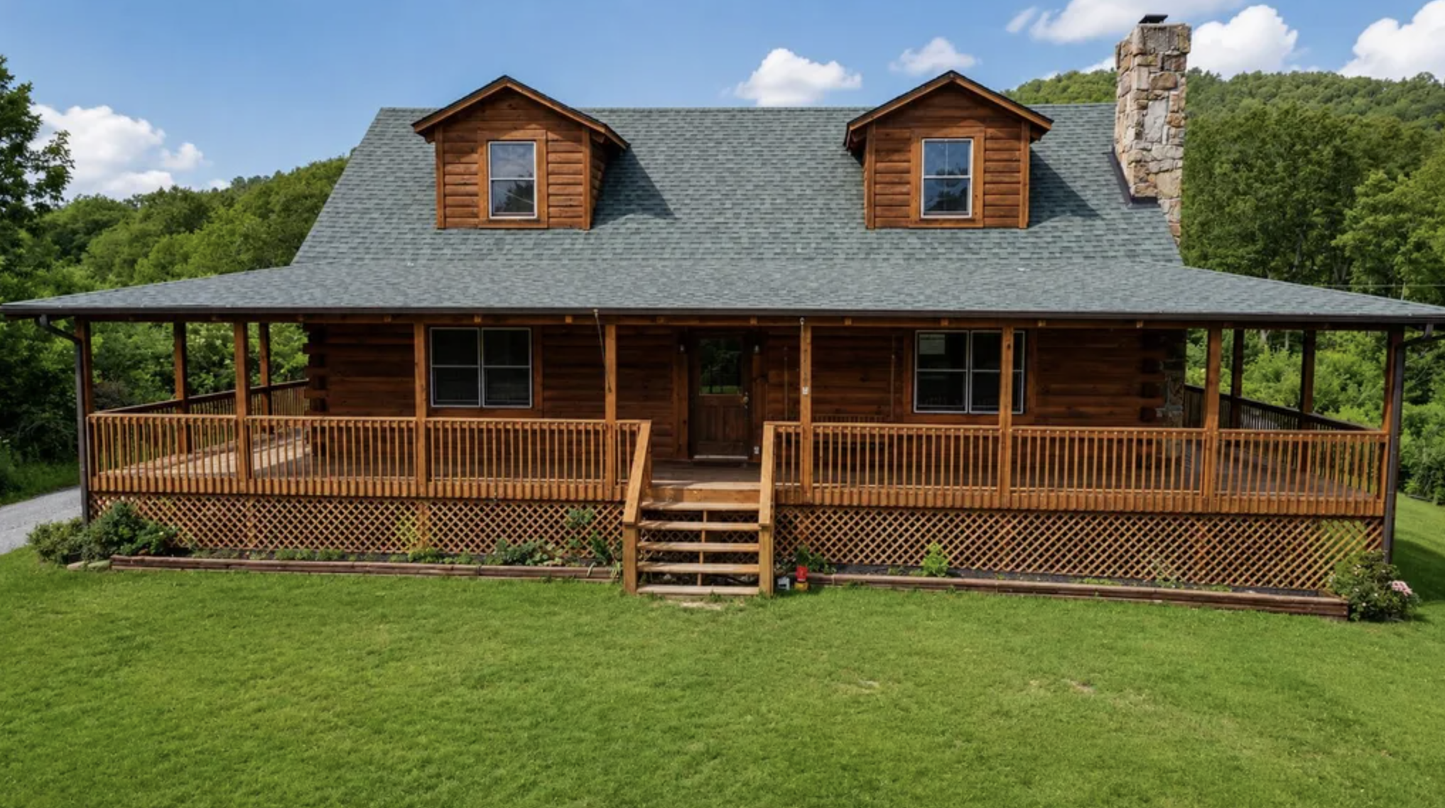 4-Bedroom Log Home with a Wraparound Covered Porch