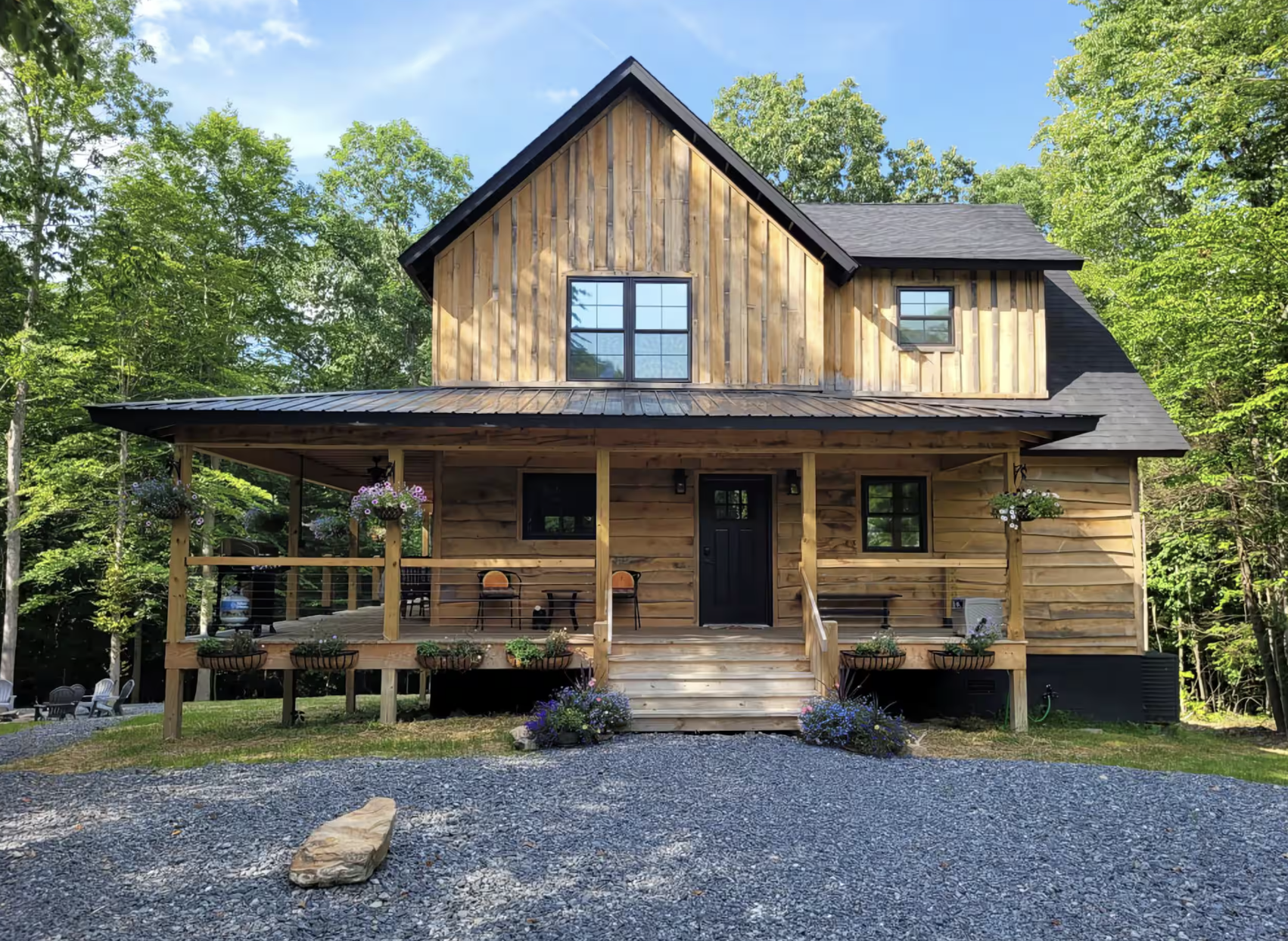 3-Bedroom Cabin on 8 Acres with an Elegant Wooden Interior